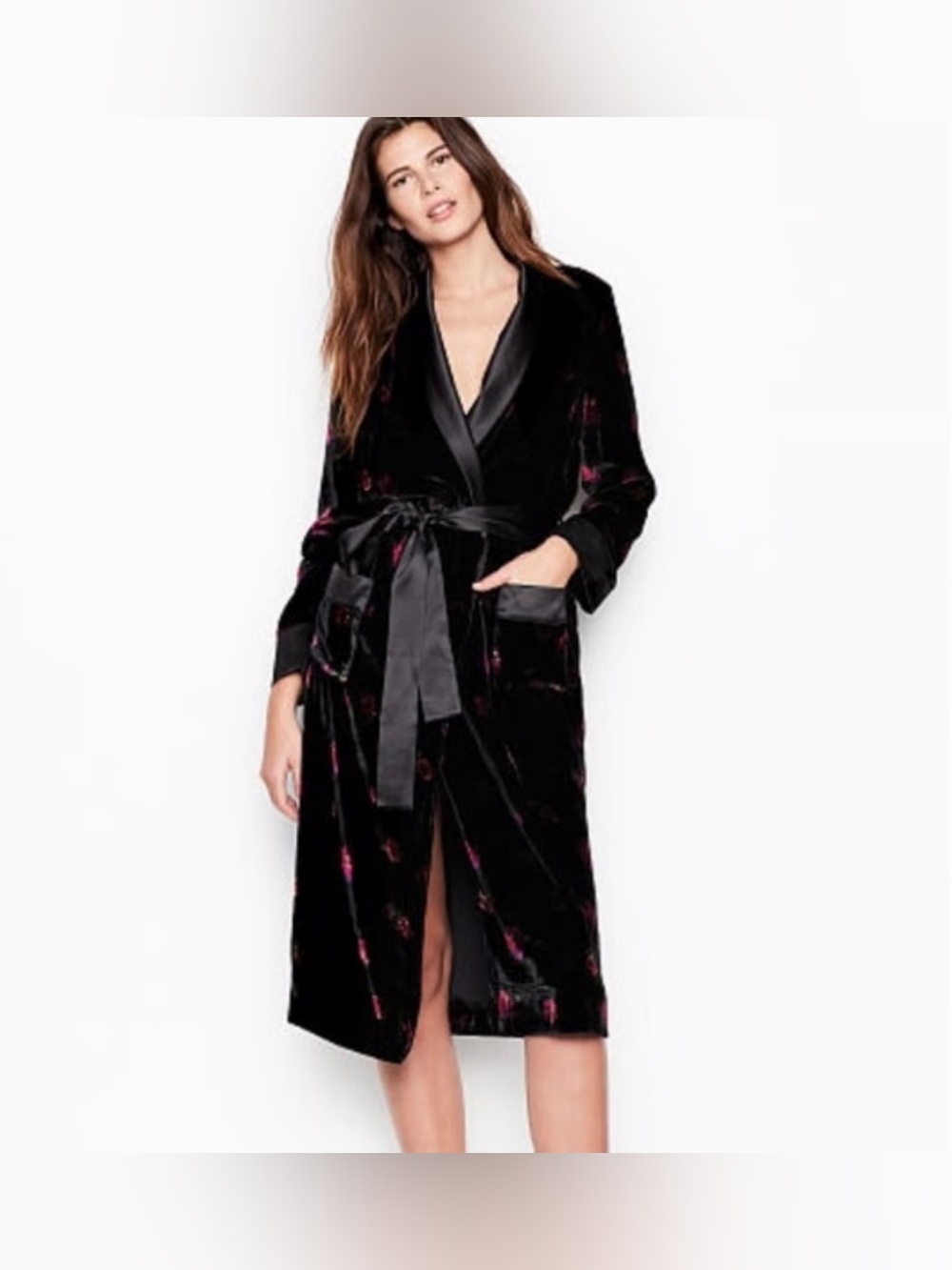 Victorias Secret Satin & Velvet Floral Robe